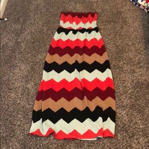Strapless chevron maxi dress